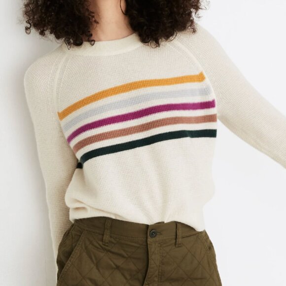 Madewell Sweaters - Madewell (Re)sponsible Cashmere Shrunken Sweatshirt in Placed Stripe